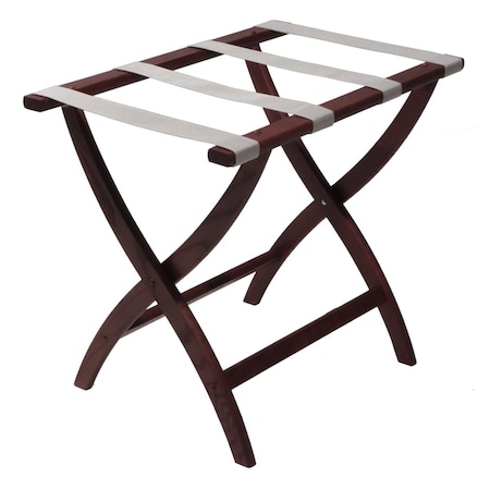 Vertex Designer Curve Leg Luggage Rack with Silver Straps - Mahogany VE2681702